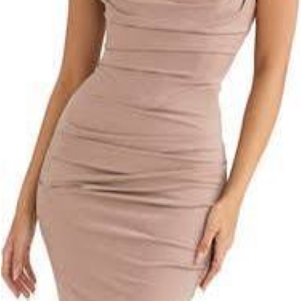 House of CB Taupe Maxi Dress milena almond small mermaid - Picture 3 of 9